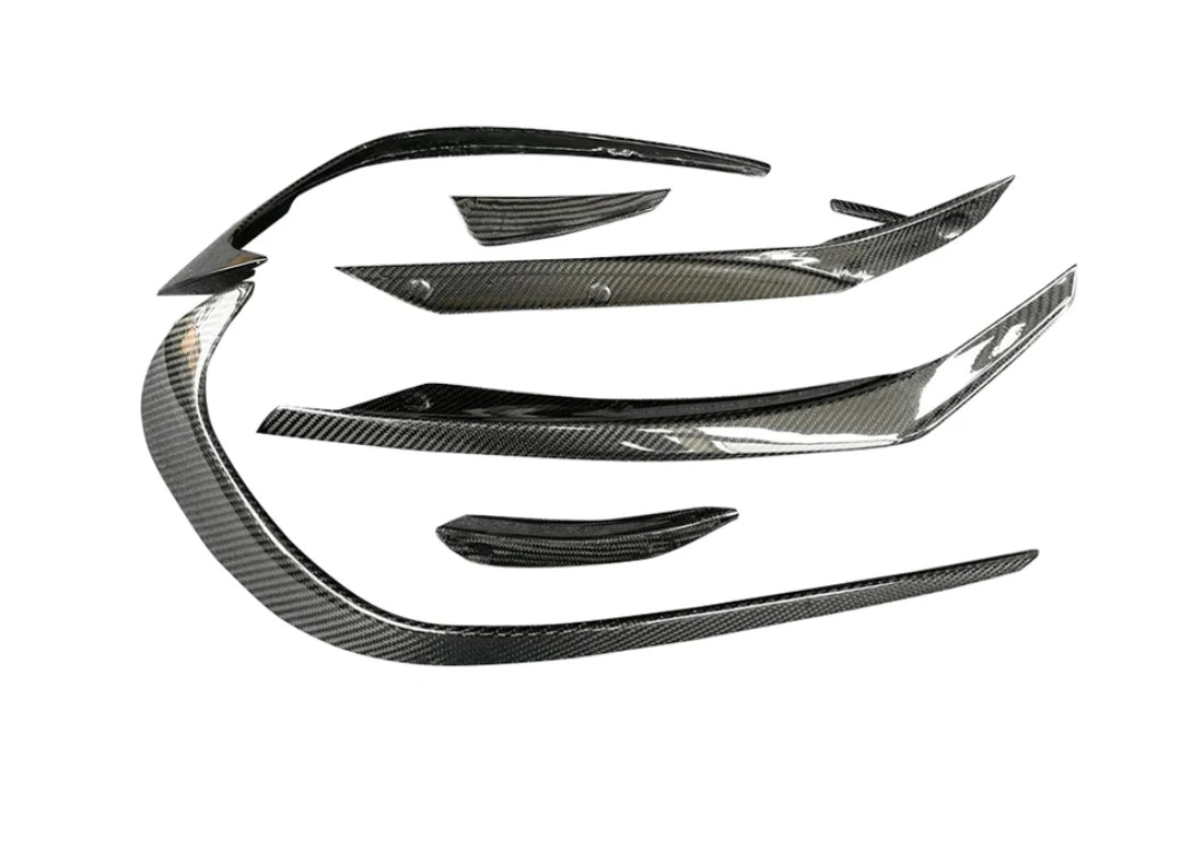 Carbon Fiber Front Bumper Lip Fins Canards passend für Mercedes-Benz A Class W176 A45 AMG A180 A200 Sport