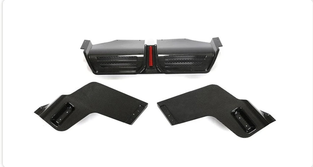 Carbon Fiber Car Rear Bumper Diffuser With LED passend für Porsche Macan GTS Sport Utility